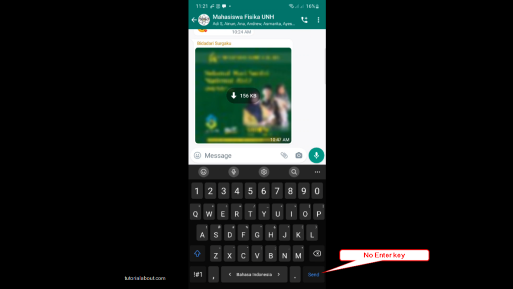 How to "Enter" on Whatsapp Mobile